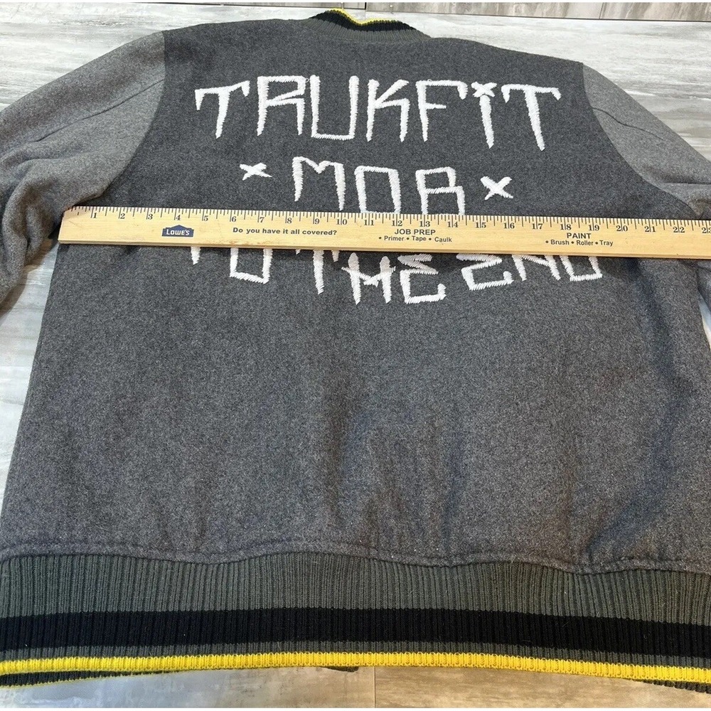 Trukfit Mob Varsity Jacket Mens Large Gray Lil Wayne Lil Weezy To The End WOOL - Picture 13 of 14